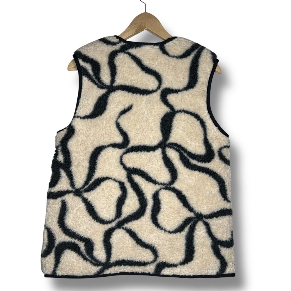 Free People Damson Madder UK 10 US 6 Marta Borg Gilet Bow Vest Teddy Black New - Picture 12 of 16